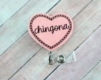 Chingona Badge Reel, Funny Mexican Badge Reel, Nurse Badge Reel, Badge Buddy, Teacher Lanyard, Badge Topper, Glitter Badge Reel