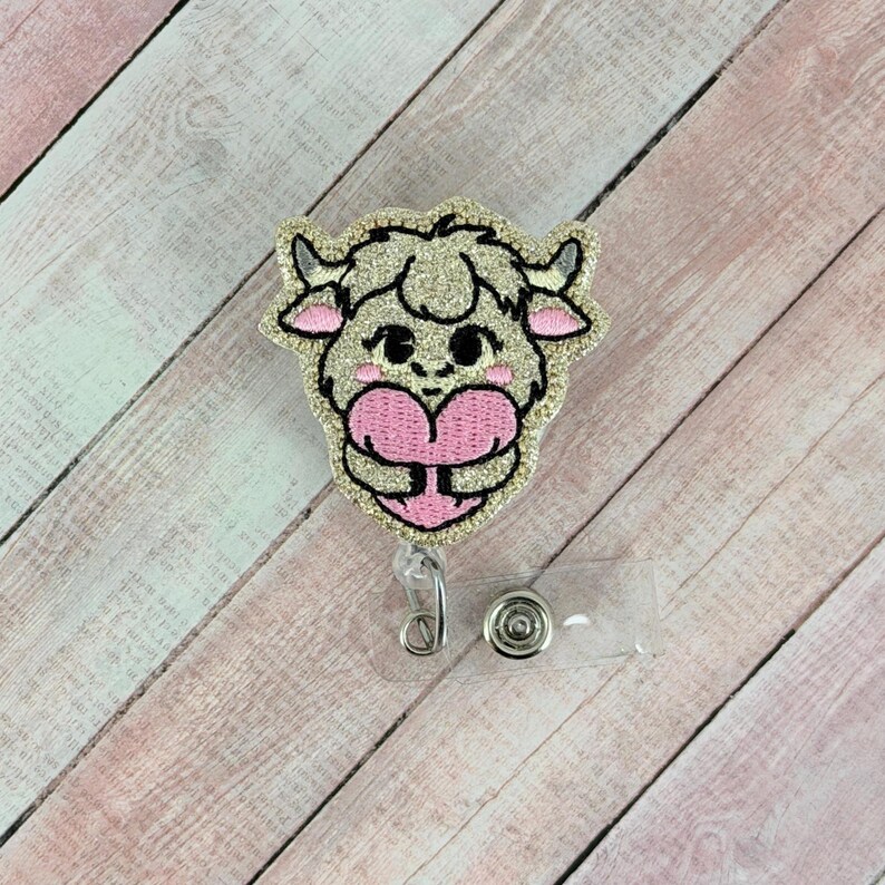 Hug Heart Cow Badge Reel, Valentine's Day Badge Reel, Funny Badge ...