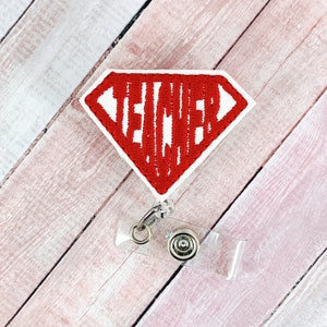 Super Teacher Badge Reel, Teacher Lanyard, School Badge Holder, ID Badge, Teacher Gifts, Name Badge, Teacher ID Holder, Badge Buddy