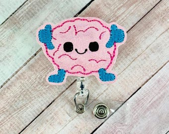 Brain Badge Reel, Nurse ID Badge, Neurologist Badge Holder, Neurology Badge, Retractable Lanyard, Coworker Gift, Badge Buddy Topper