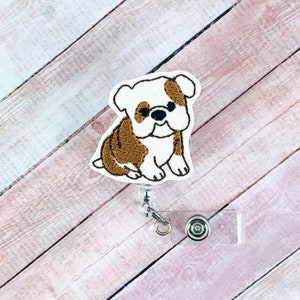Dog Badge Reel, Bulldog Badge Reel, Nurse Badge Reel, Retractable ID Badge, Name Tag Badge, Gifts for Nurses, Cute Badge Reel