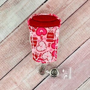 Love Coffee Badge Reel, Coffee ID Holder, Retractable Badge, ID Badge, Lanyard, Nurse Badge Reel, Badge Buddy, Valentine&#39;s Day Badge Reel