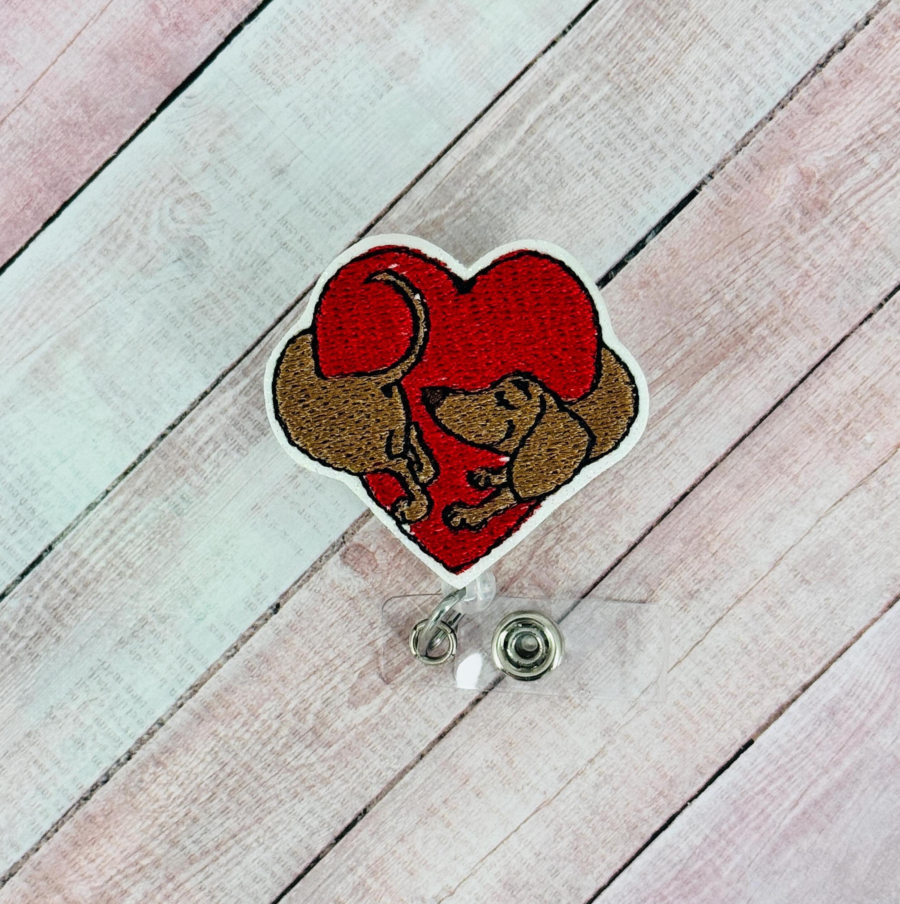 Teckel Hond Badge Reel Intrekbare Badge Houders met Sleutelhanger ID
