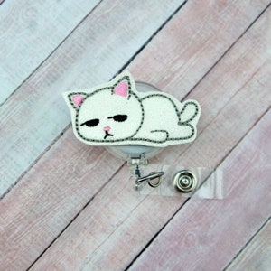 Tired Kitty Badge Reel - Cat Badge Reel - Nurse Gifts - Swivel Clip Badge - Badge Pull - Badge Holder - Lanyard -  Badge Reel - Belt Clip