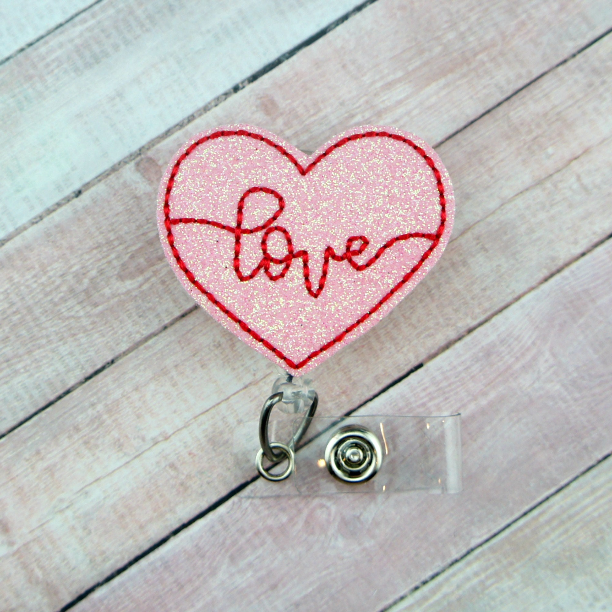 Valentine's Day Badge Reel - Love Badge Reel -  Heart Badge - Lanyard - Nurse Gift -Teacher Badge Reel - Retractable ID Badge Holder