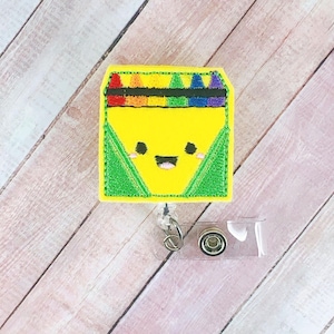 Box Of Crayons Badge Reel, Teacher Badge Reel, Teacher Lanyard, Retractable ID Badge Holder, Gifts for Teachers, Social Worker Badge Reel