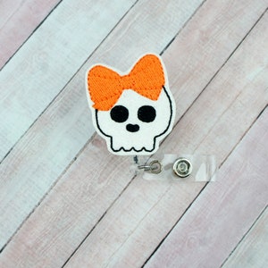 Skull Badge Reel - Medical Badge Holder - Halloween Badge Reel - Nurse Gift - Teacher Gift - Retractable ID Badge Holder - Badge Pull
