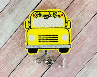 Struggle Bus Badge Reel, Nurse Badge, Funny ID Holder, Retractable ID Badge Holder, Badge Pull, Teacher Lanyard, Nurse Gift, Bus Driver Gift