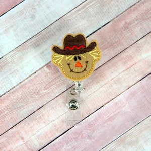 Scarecrow Badge Reel - Fall Badge Holder - Halloween Badge Reel - Teacher Gift - Nurse Gift - Retractable ID Badge Holder - Badge Pull