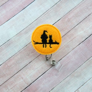Halloween Moon Badge Reel - Nurse Gift - Felt Badge Reel - Halloween Badge - Retractable ID Badge Holder - Badge Pull - Badge Holder