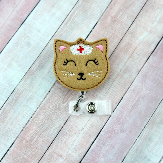 Nurse Kitty Badge Reel Cat Badge Reel Nurse Badge Holder Retractable Badge  Badge Pull Lanyard Badge Holder Badge Reel Nurse 