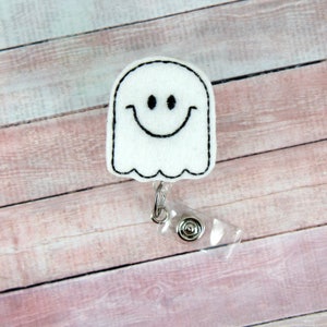 Ghost Badge Reel - Halloween ID Badge - Badge Reel - Retractable ID Badge Holder - Badge Pull - Halloween Lanyard