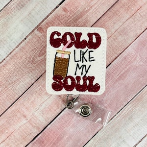 Iced Coffee Badge Reel, Coffee ID Badge, Gifts for Nurses, ID Holder for Nurse, Retractable ID Badge Holder, Coworker Gift, Funny Badge Reel
