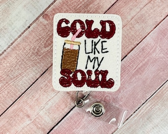 Iced Coffee Badge Reel, Coffee ID Badge, Gifts for Nurses, ID Holder for Nurse, Retractable ID Badge Holder, Coworker Gift, Funny Badge Reel