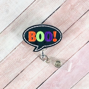 Holographic Boo Badge Reel, Halloween Badge Holder, Fall Badge Reel, Badge Clip, ID Badge, Nurse Gifts, Cute Badge Reel, Lanyard