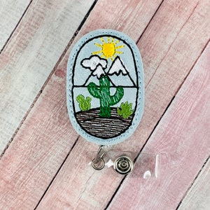 Desert Cactus Badge Reel, Nursing Badge Holder, Gifts for Nurses, ID Badge Clip, Teacher Lanyard, Gift for Nurses, Gifts for Doctors