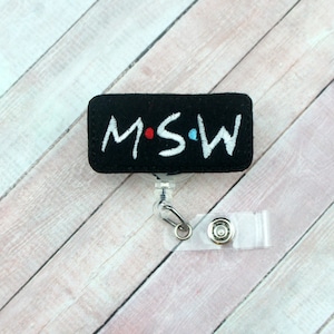 Maatschappelijk werker Badge Reel, MSW Badge, Master of Social Worker Geschenken, Verpleegkundige Geschenken, Intrekbare Badge Houder, Verpleegkundige Badge Reel