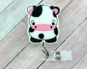 Koe Badge Reel - Pediatrische Badge - Badge Reel - Cute Badge Clip - Koe Badge Houder - Badge Pull - Badge Houder - Lanyard