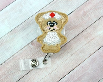 Bear Nurse Badge Reel - Nurse Badge Holder - Badge Reel - Retractable ID Badge Holder - Badge Pull - ID Badge- Badge Holder