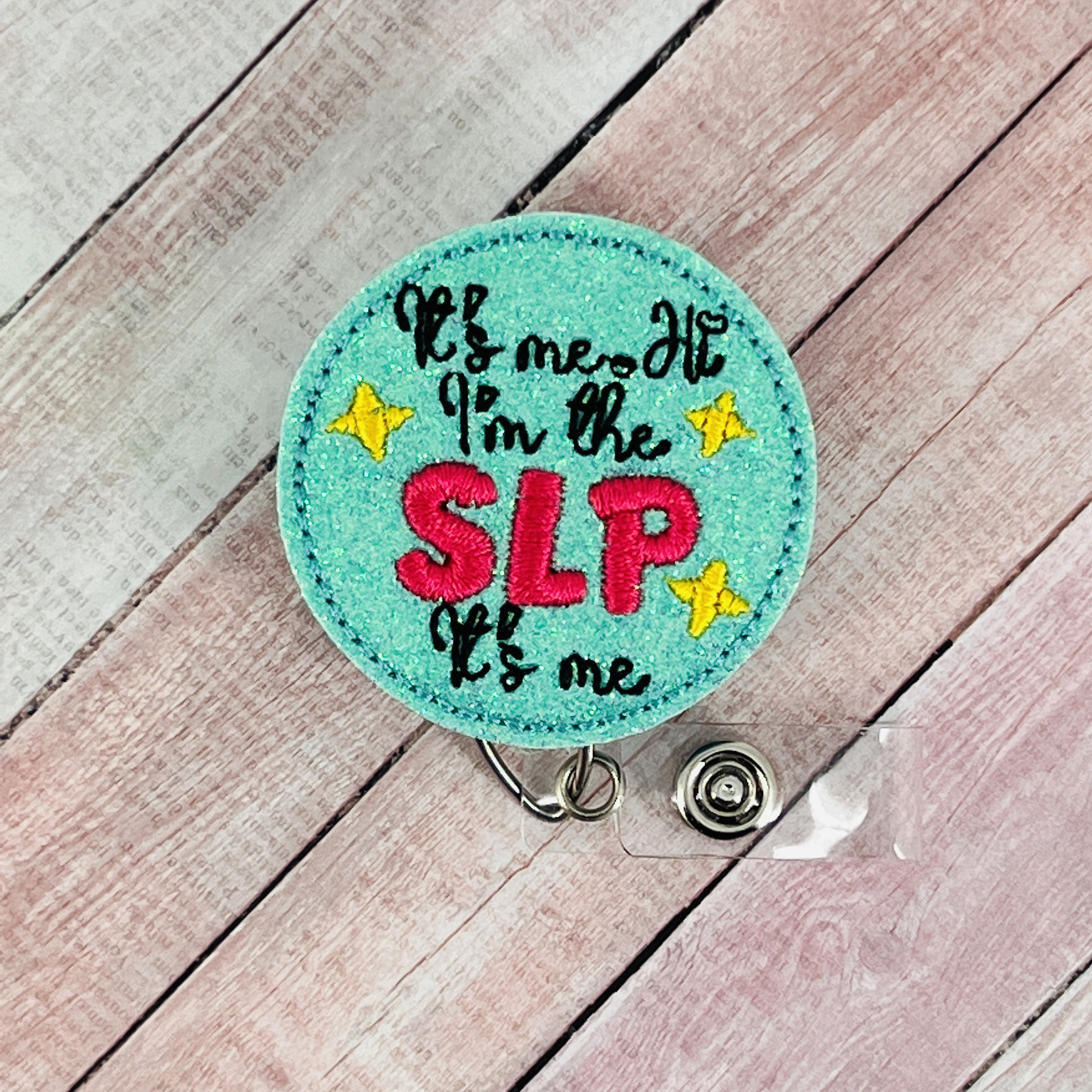 SLP Badge Reel, Speech Language Pathologist Badge Reel, Nurse Badge Holder,  Medical Badge Clip, Badge Buddy, SLP Lanyard, Gifts for SLP 
