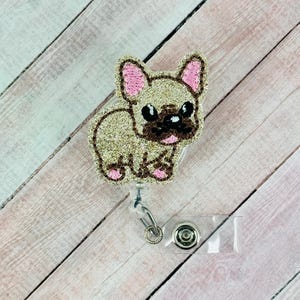 French Bulldog Badge Reel, Dog Badge Holder, Nurse Badge Clip, Retractable ID Badge, Name Tag Badge, Gifts for Nurses, Badge Buddy