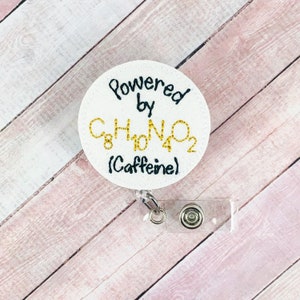 Powered By Caffeine Badge Reel, Coffee Badge Reel, Funny Nurse Badge Reel, Retractable ID Badge Holder, Teacher Lanyard, Gifts for Nurses