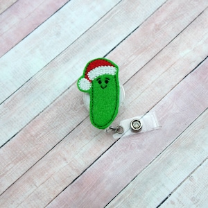 Christmas Pickle Badge Reel - Badge Reel - Felt Badge Reel- Retractable Badge Holder - Badge Pull - Badge Holder - Christmas Badge - Lanyard