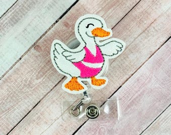 Summer Silly Goose Badge Reel, Funny Badge Holder, Nurse ID Badge, Teacher Lanyard, Retractable Badge Clip, Badge Topper, Coworker Gift