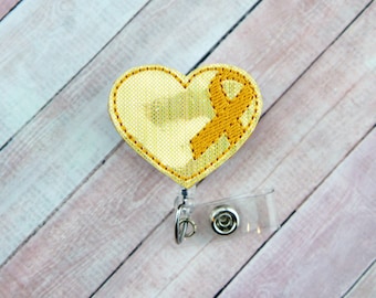Kinder Krebs Abzeichen Reel - Gold Ribbon Abzeichen - Krankenschwester Abzeichen Reel - Gold Ribbon Abzeichen - Awareness Badge Reel - Ausweishalter