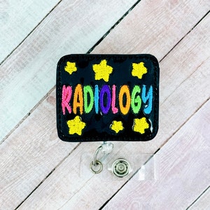 Radiology Badge Reel, Radiologist ID Badge Holder, Radiology Nurse ID Badge Holder, Hospital Name Tag Clip, Glitter Badge Clip
