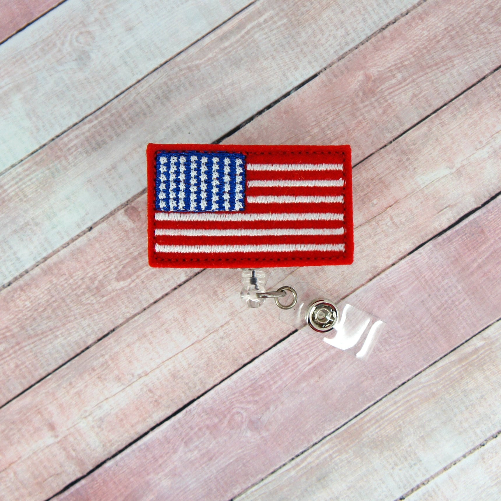 Patriotic Badge Reels, US Flag Badge Reel, America Rainbow  Retractable Name Card Badge Holder Reel