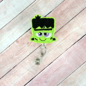 Frankenstein Badge Reel - Halloween Badge Clip - Fall Badge Reel - Badge Reel - Feltie Badge Reel- Retractable ID Badge Holder - Badge Pull
