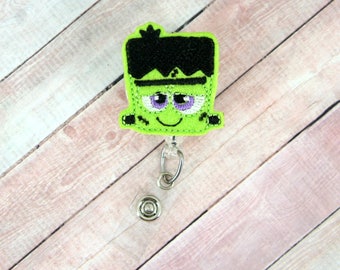 Frankenstein Badge Reel - Halloween Badge Clip - Fall Badge Reel - Badge Reel - Feltie Badge Reel- Retractable ID Badge Holder - Badge Pull