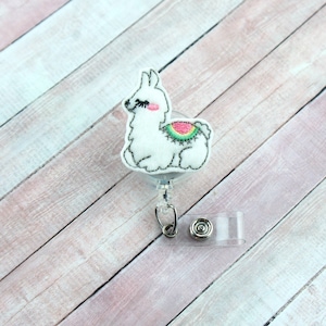 Llama Badge Reel - Llama Gift - Felt Badge Reel - Lanyard - Retractable ID Badge Holder - Badge Pull - Badge Holder - Nurse Gift