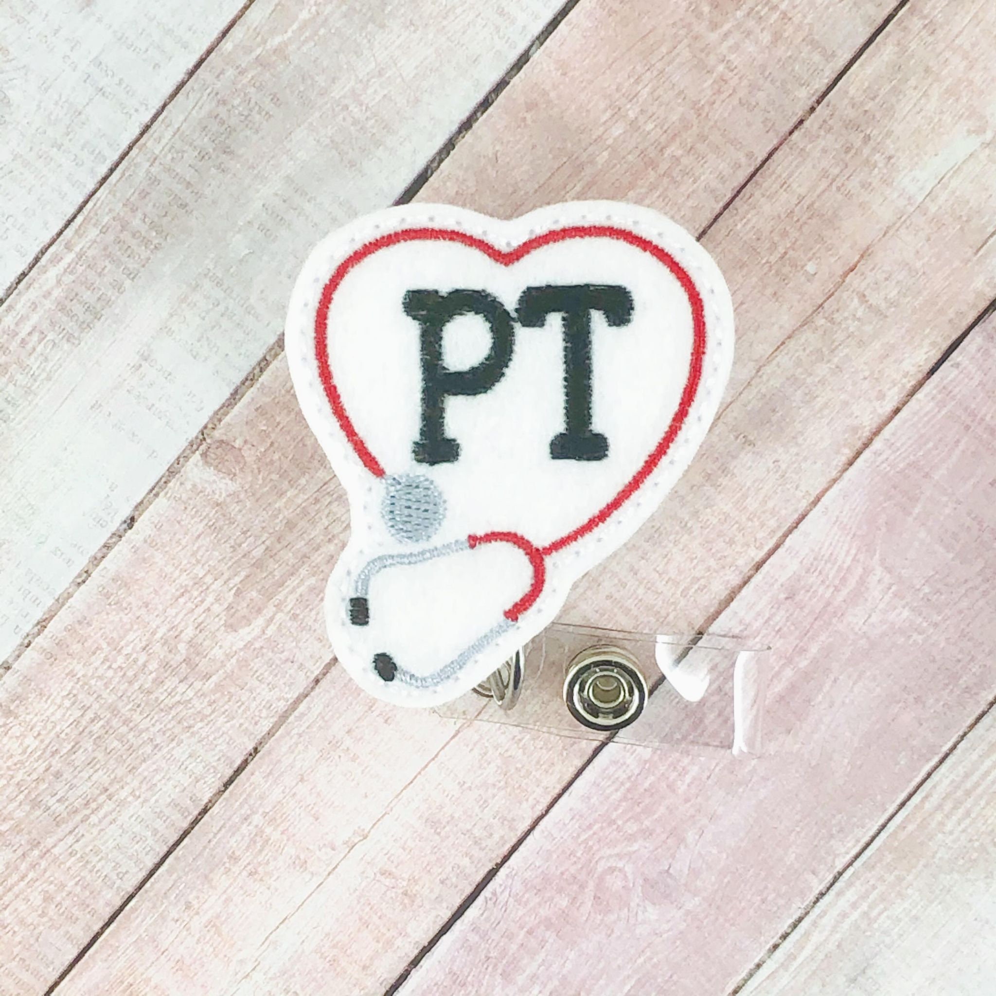 PT Stethoscope Badge Reel, Physical Therapist Gift, Badge Buddy