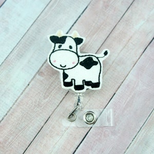 Cow Badge Reel - Pediatric Badge - Cow Badge Holder - Cute Badge Clip - Retractable Badge Reel - Badge Pull - Labor and Delivery Nurse