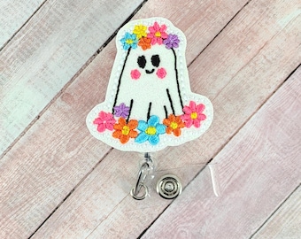 Ghost Witch Badge Reel, Fall Badge Holder, Halloween Badge Clip, Badge Buddy, Retractable ID Badge Holder, Badge Pull, Badge Buddy