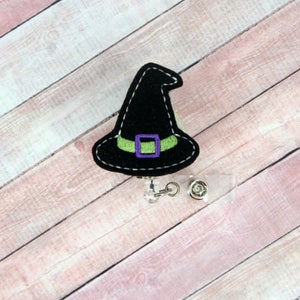 Witch Hat Badge Reel - Nurse Gift - Feltie Badge Reel - Halloween Badge Clip - Retractable ID Badge Holder - Badge Pull.