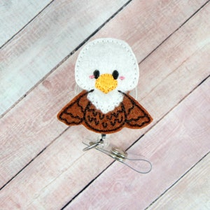 Bald Eagle Badge Reel - Bald Eagle - Feltie Badge Reel - Retractable ID Badge Holder - Badge Pull - Bird Badge Reel - Lanyard - Badge Holder