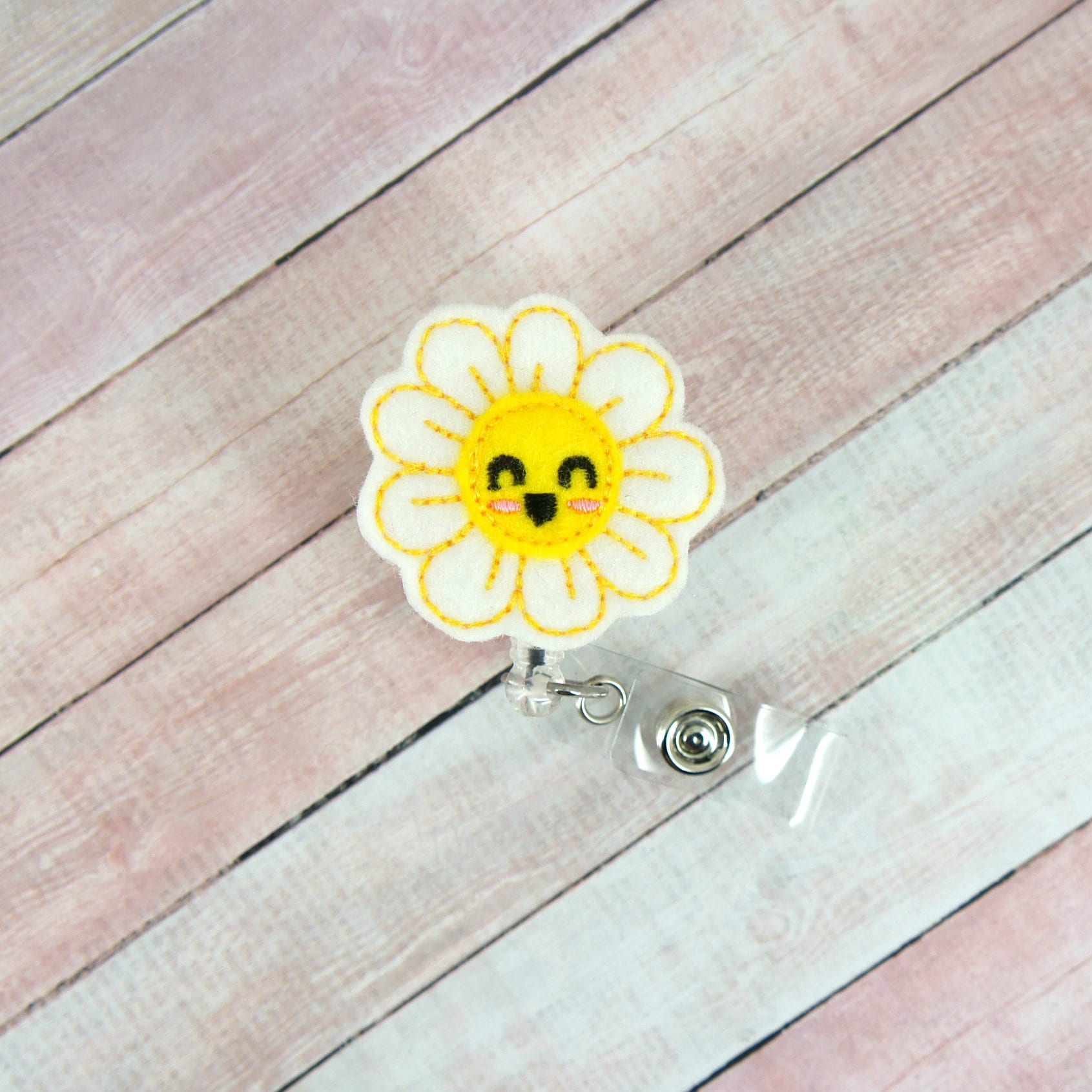 Daisy Badge Reel Flower Badge Reel Kawaii Daisy Nurse Etsy