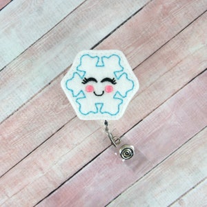 Bobine de badge flocon de neige, bobine de badge d&#39;hiver, porte-badge rétractable, badge d&#39;identification de cadeau de Noël d&#39;infirmière, bobine de badge de Noël, cadeau de collègue