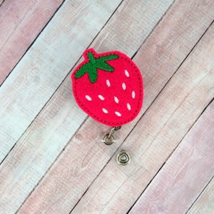 Strawberry Badge Reel - Strawberry Badge- Nurse Badge Reel - Badge Holder - Retractable ID Badge Holder - Badge Pull - Lanyard - Nurse Gifts