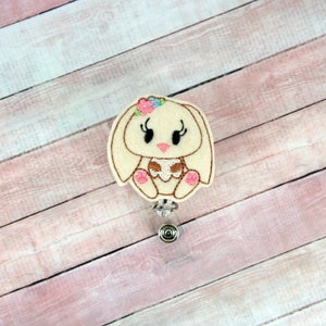 Bunny Badge Reel - Easter Badge Reel - Bunny ID Holder - Nurse Badge Reel- Intrekbare ID Badge Holder - Badge Pull - Nurse Gifts - RN Gift