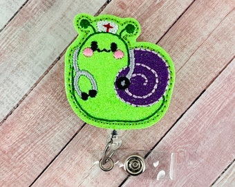Snail Nurse Badge Reel, Summer Badge Holder, ID Badge Clip, Teacher Lanyard, Gift for Nurses, Gifts for Doctors, Badge Buddy