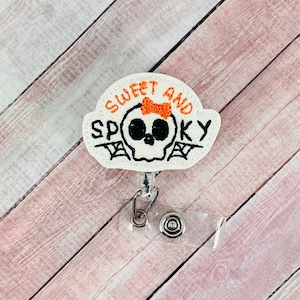 Sweet and Spooky Badge Reel, Glow In The Dark Badge Reel, Halloween ID Badge Holder, Fall Badge Clip, Nurse ID Badge Holder, Badge Buddy