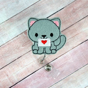 Valentine Badge Reel- Kitty Badge Reel - Nurse Badge Reel - Teacher Gift - Retractable ID Badge Holder - Badge Pull - Cute Badge Reel