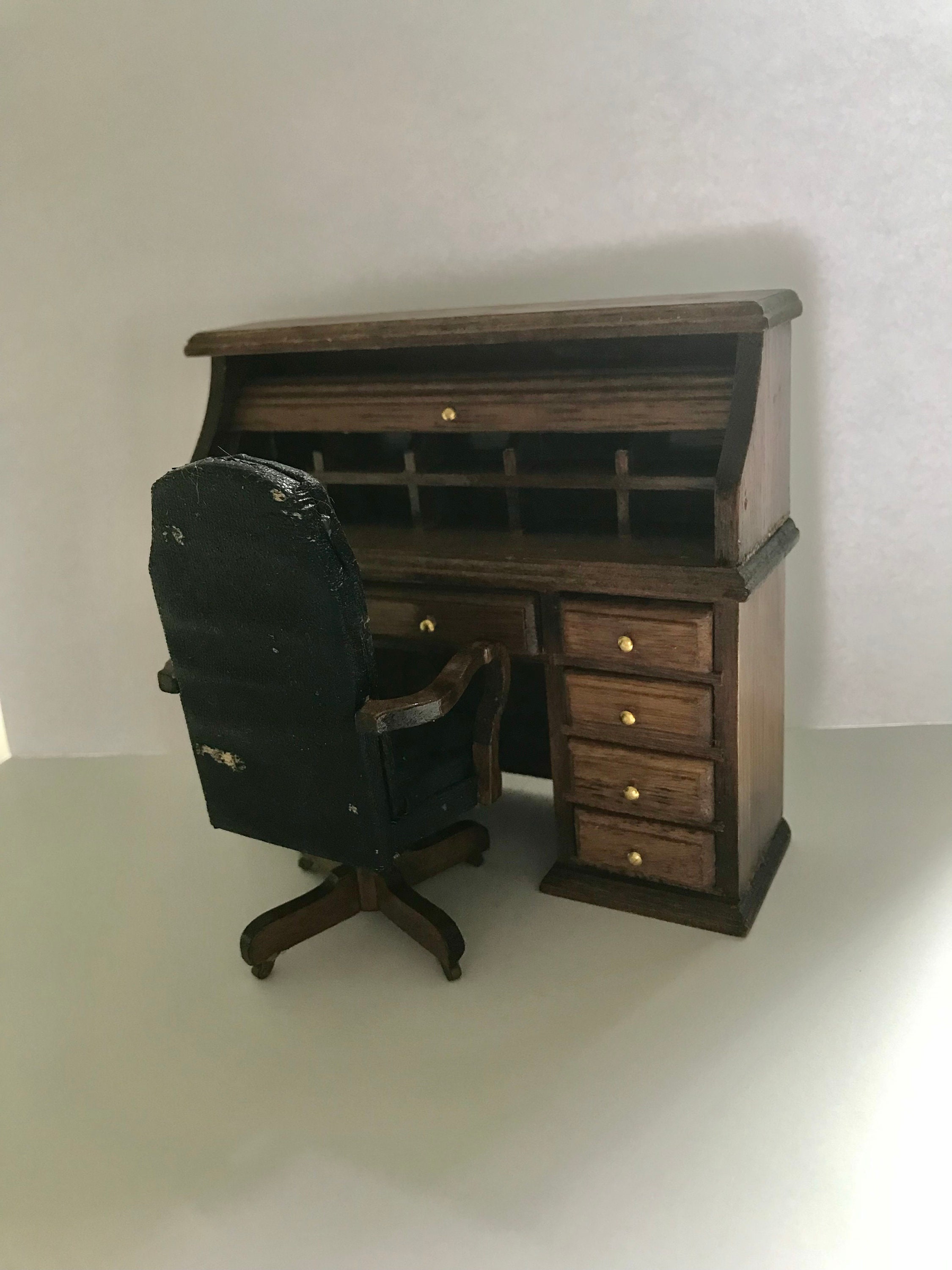 Miniature Rolltop Desk and Chair Etsy