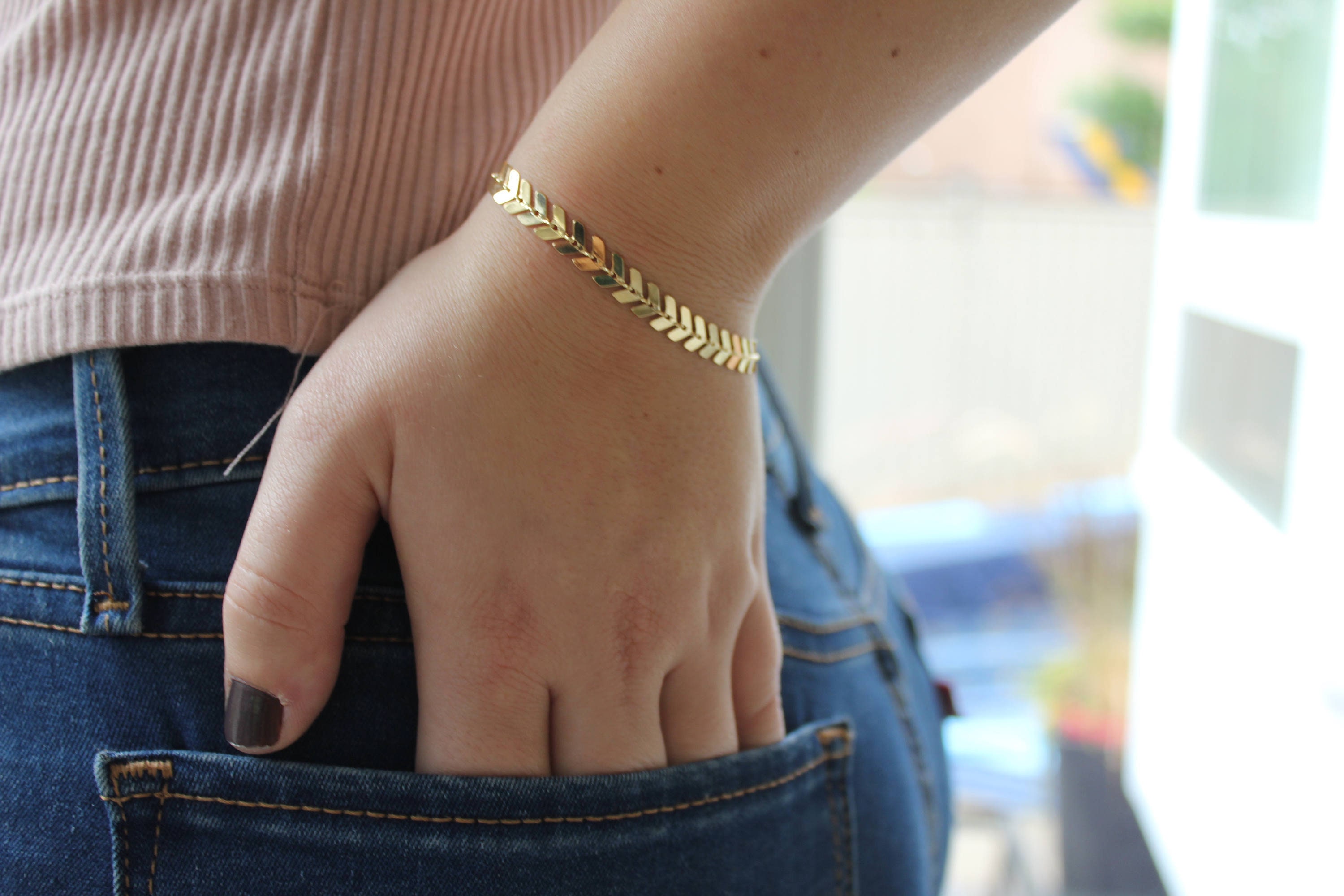 Gold Chevron Bracelet Arrow Bracelet Layering Bracelet | Etsy