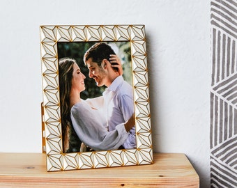 Geometric Mosaic Picture Frame, Contemporary Art, 5x7 Photo