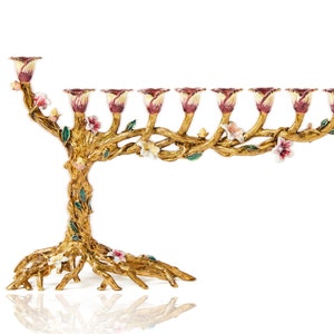 Hanukkah Menorah Jewish Floral Twisted Tree designed Chanukkah Menorah Tree of life Chanukia Modern Home Decor Judaica Art Holidays Gift
